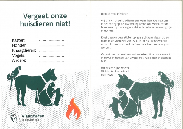 huisdierensticker bij brand