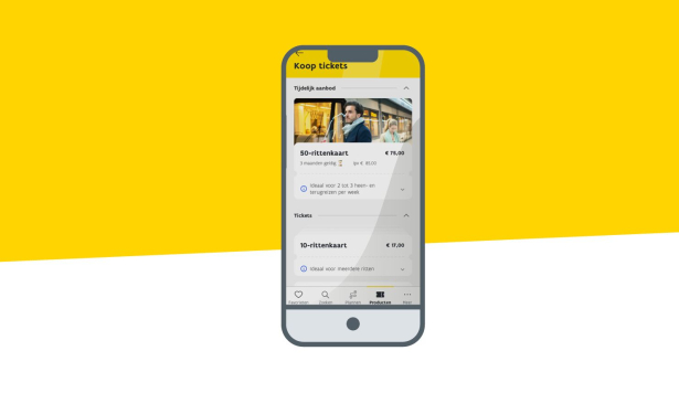 Gele achtergrond met foto van gsm met de lijn app geopend